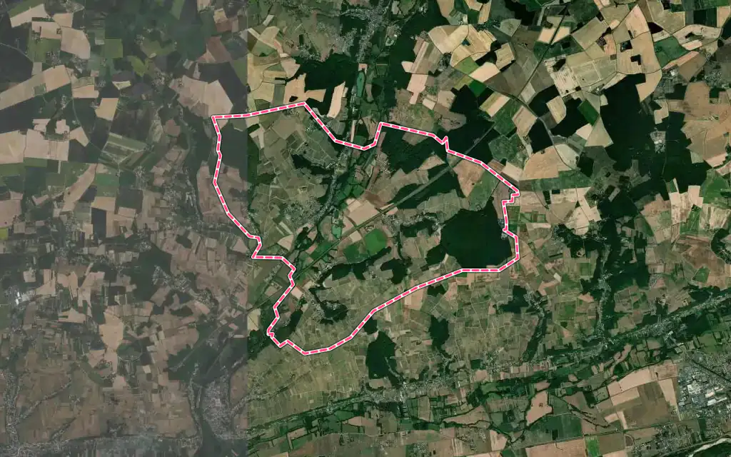 Vue satellite de Chançay avec ses contours administratifs