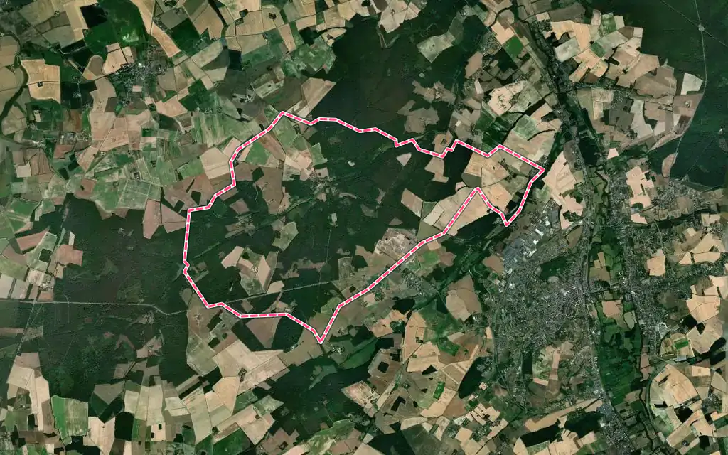 Vue satellite de Chanceaux-près-Loches avec ses contours administratifs