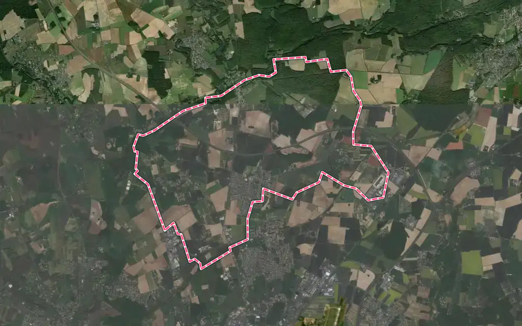 Vue satellite de Chanceaux-sur-Choisille avec ses contours administratifs