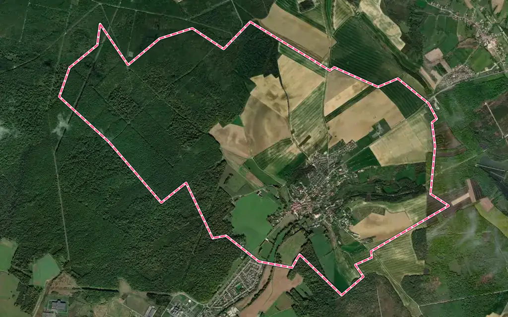 Vue satellite de Chancenay avec ses contours administratifs