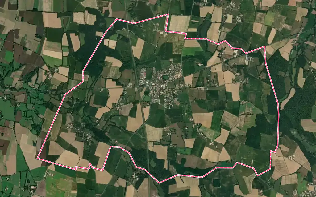 Vue satellite de Chaneins avec ses contours administratifs