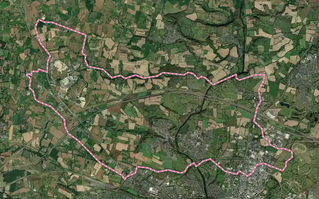 Vue satellite de Changé avec ses contours administratifs