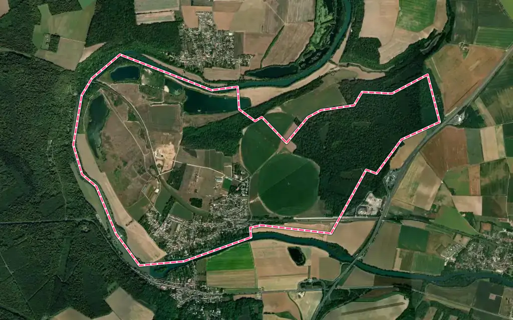 Vue satellite de Changis-sur-Marne avec ses contours administratifs