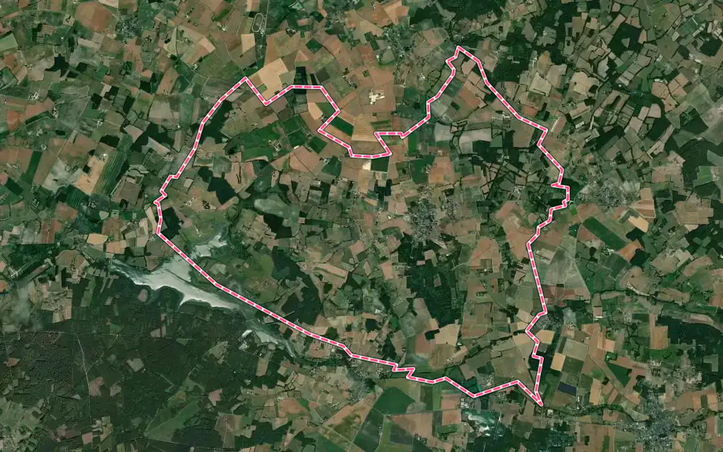 Vue satellite de Channay-sur-Lathan avec ses contours administratifs