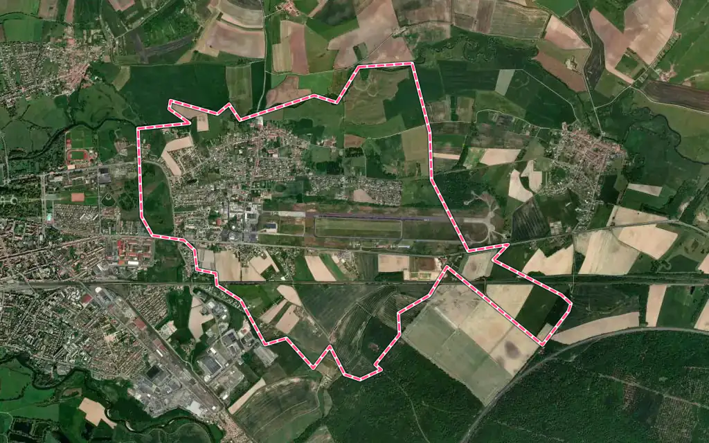 Vue satellite de Chanteheux avec ses contours administratifs