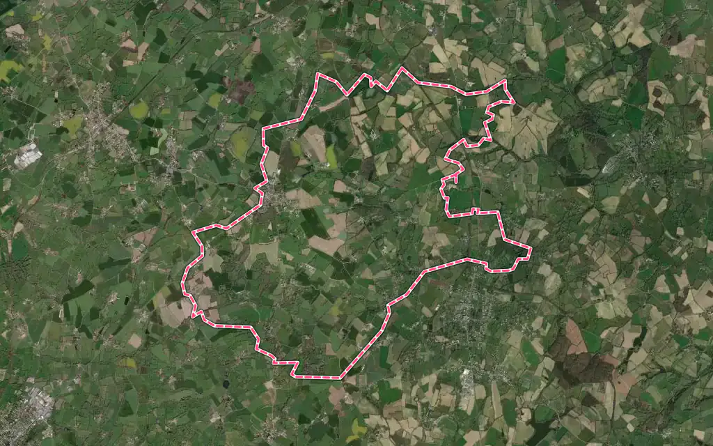 Vue satellite de Chanteloup avec ses contours administratifs