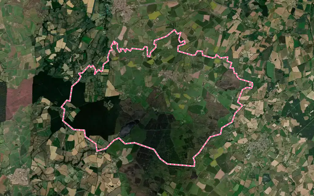 Vue satellite de Chanteloup-les-Bois avec ses contours administratifs