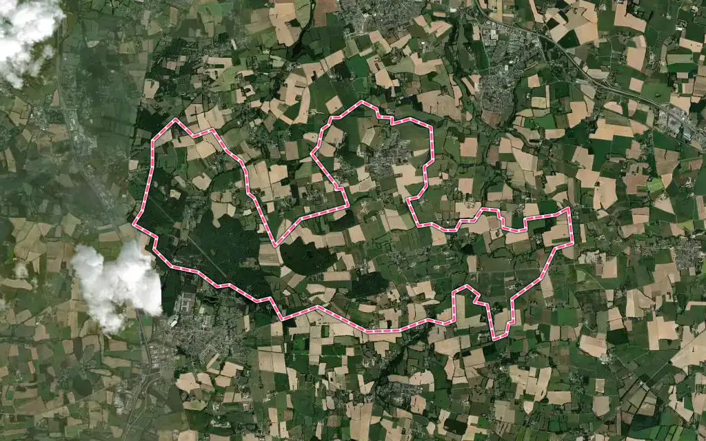 Vue satellite de Chanteloup avec ses contours administratifs