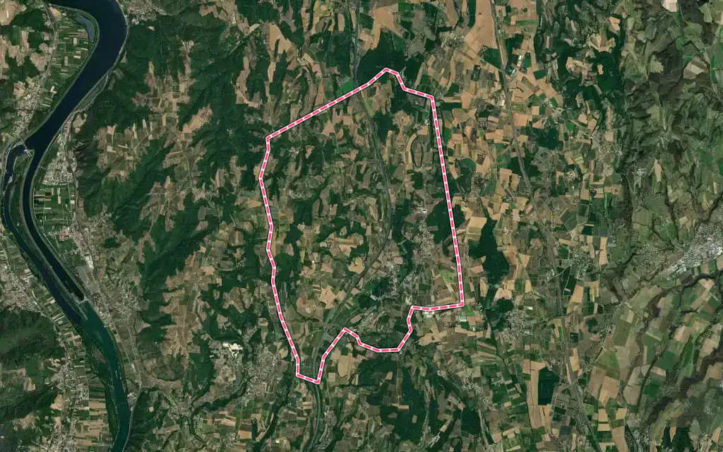 Vue satellite de Chantemerle-les-Blés avec ses contours administratifs