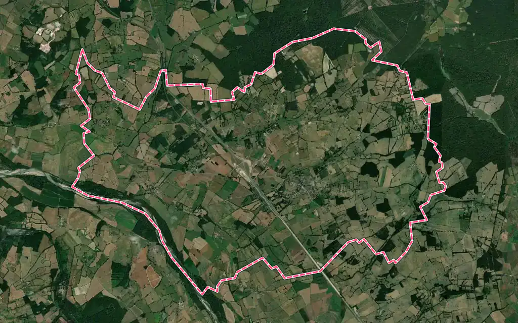 Vue satellite de Chantenay-Saint-Imbert avec ses contours administratifs