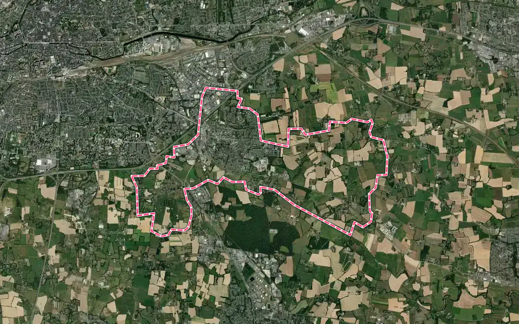 Vue satellite de Chantepie avec ses contours administratifs