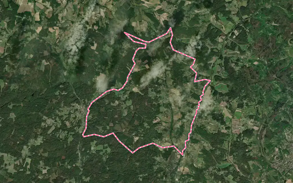 Vue satellite de Chantérac avec ses contours administratifs