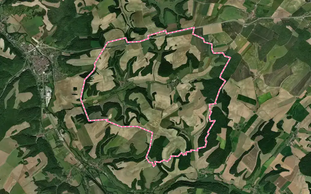 Vue satellite de Chanteraine avec ses contours administratifs