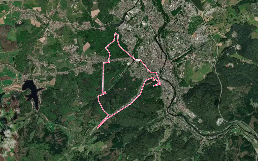 Vue satellite de Chantraine avec ses contours administratifs