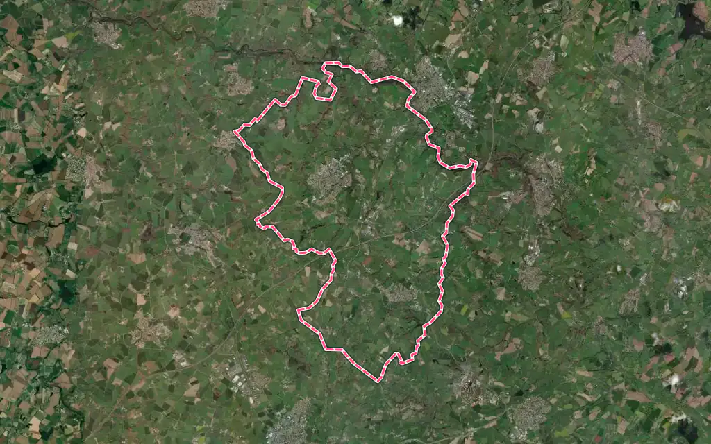 Vue satellite de Chanverrie avec ses contours administratifs