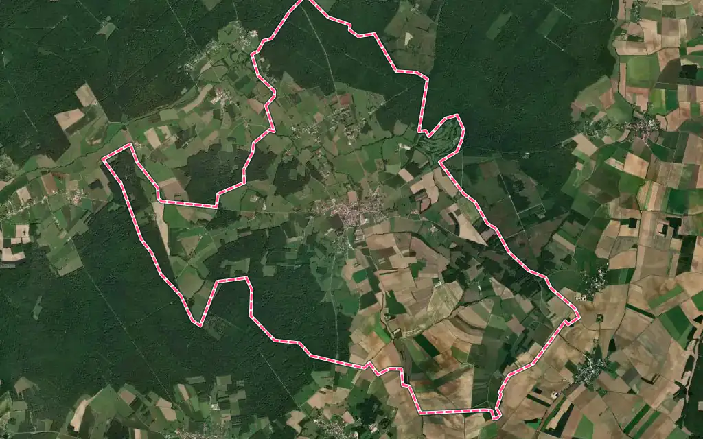 Vue satellite de Chaource avec ses contours administratifs