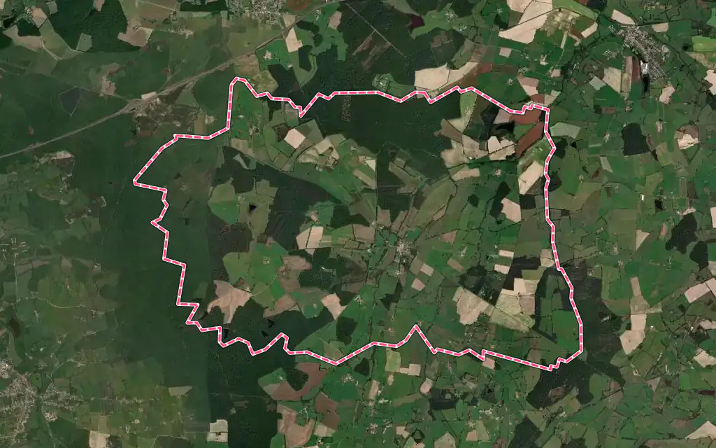 Vue satellite de Chapeau avec ses contours administratifs