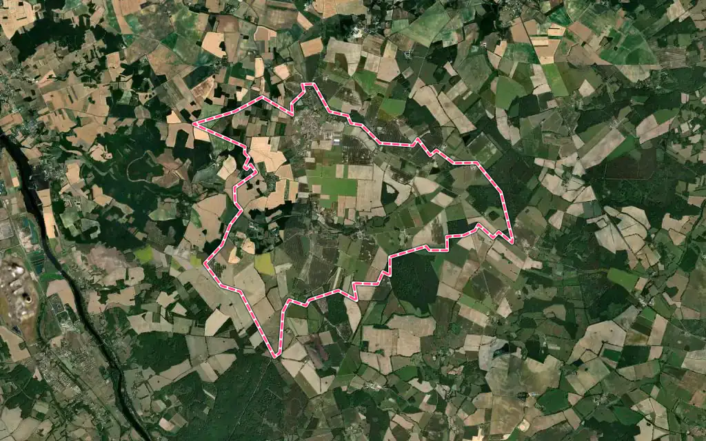 Vue satellite de Chapelle-Viviers avec ses contours administratifs