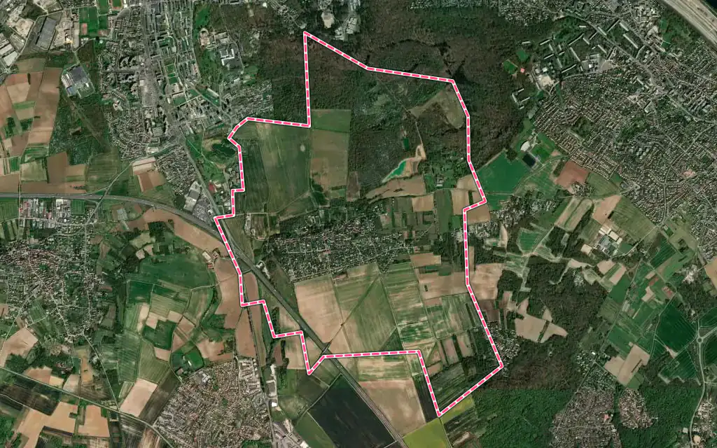 Vue satellite de Chapet avec ses contours administratifs