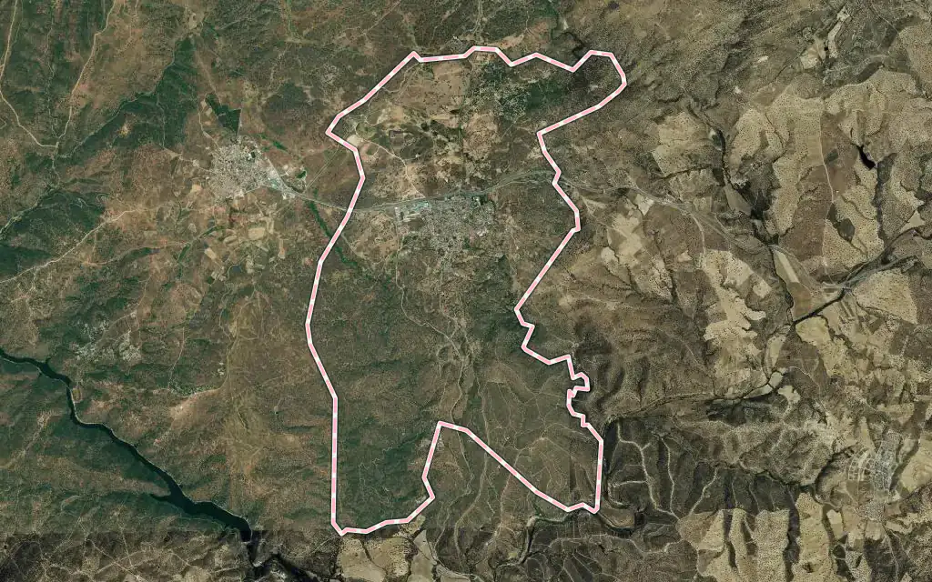 Vista satélite de Chapinería con su contorno administrativo