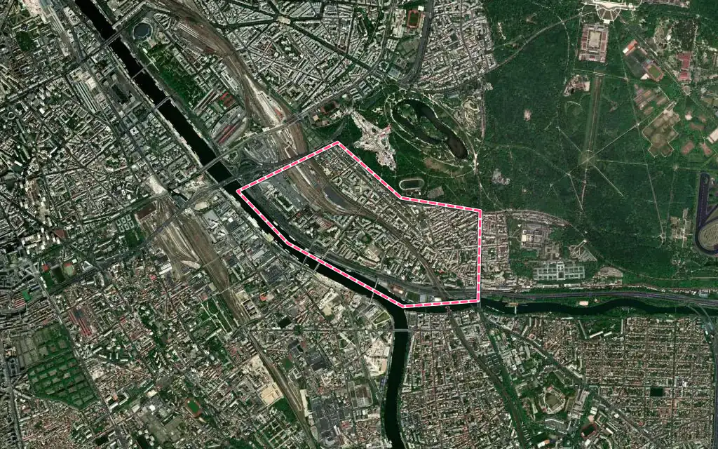 Vue satellite de Charenton-le-Pont avec ses contours administratifs