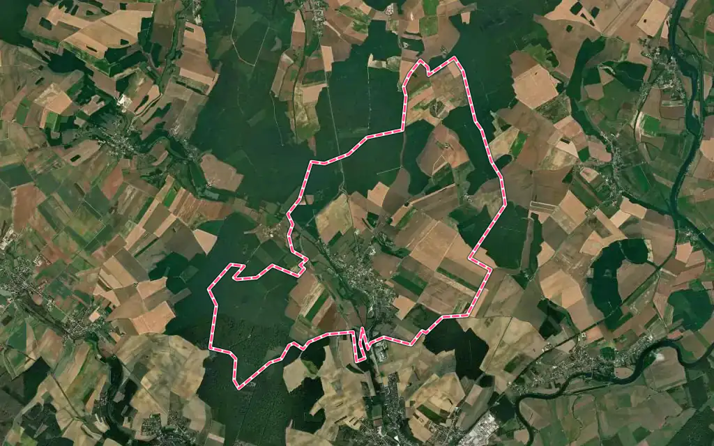 Vue satellite de Chargey-lès-Gray avec ses contours administratifs