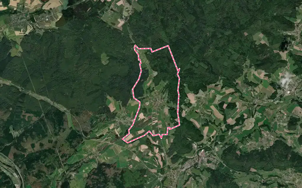 Vue satellite de Charmois-devant-Bruyères avec ses contours administratifs