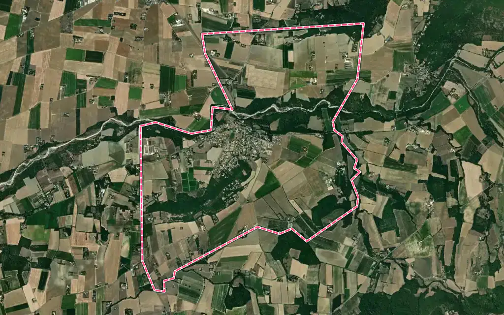 Vue satellite de Charols avec ses contours administratifs