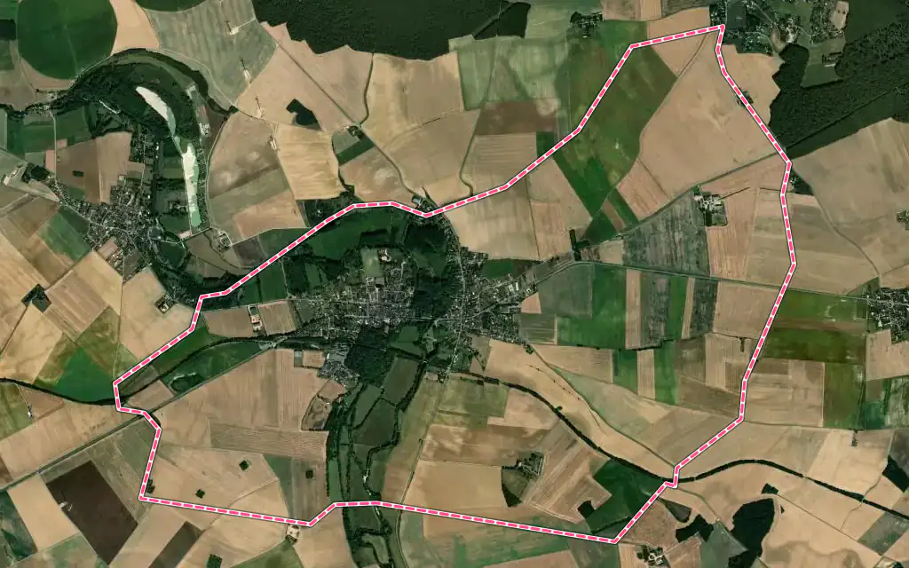 Vue satellite de Chârost avec ses contours administratifs