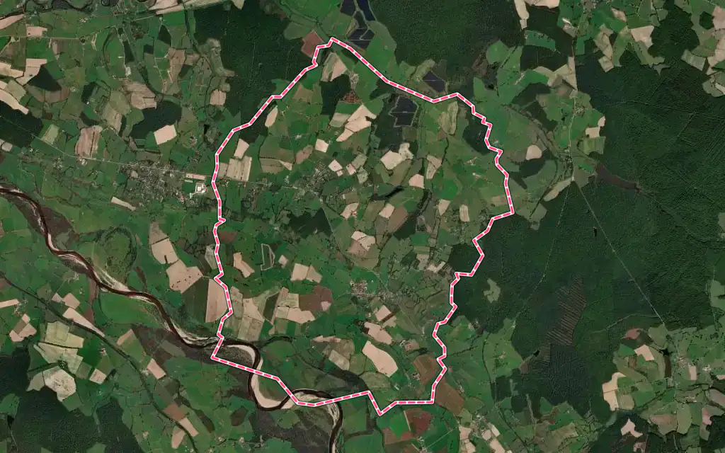 Vue satellite de Charrin avec ses contours administratifs