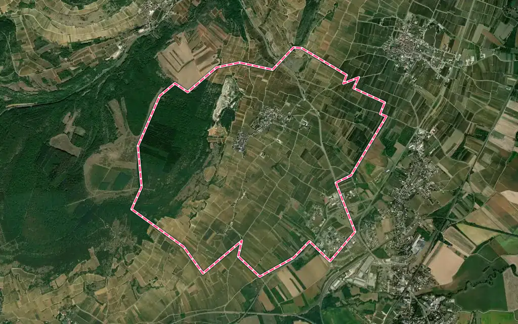 Vue satellite de Chassagne-Montrachet avec ses contours administratifs
