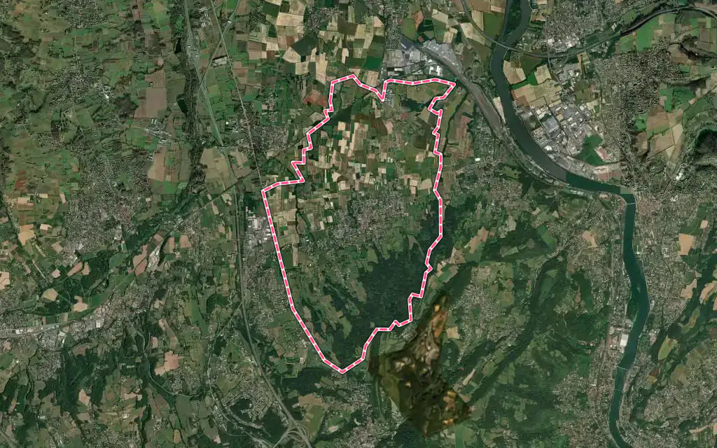 Vue satellite de Chasselay avec ses contours administratifs