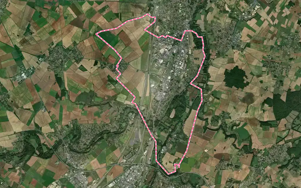 Vue satellite de Chasseneuil-du-Poitou avec ses contours administratifs