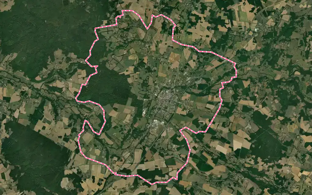 Vue satellite de Chasseneuil-sur-Bonnieure avec ses contours administratifs