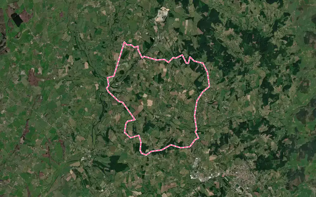Vue satellite de Chassigny-sous-Dun avec ses contours administratifs