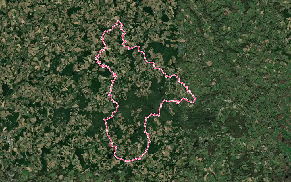 Vue satellite de Château-Chervix avec ses contours administratifs