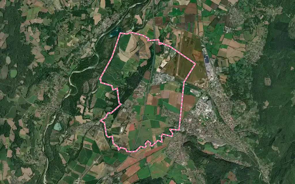 Vue satellite de Château-Gaillard avec ses contours administratifs