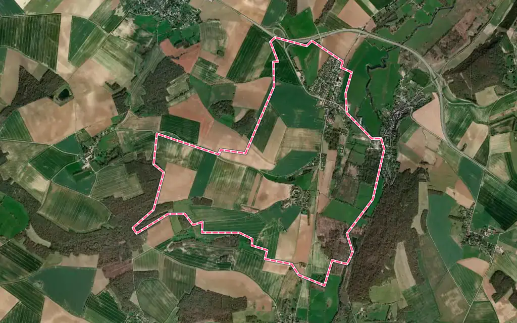 Vue satellite de Château-sur-Epte avec ses contours administratifs