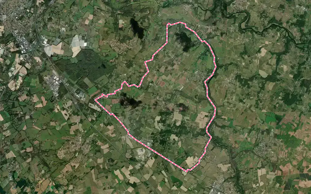 Vue satellite de Château-Thébaud avec ses contours administratifs