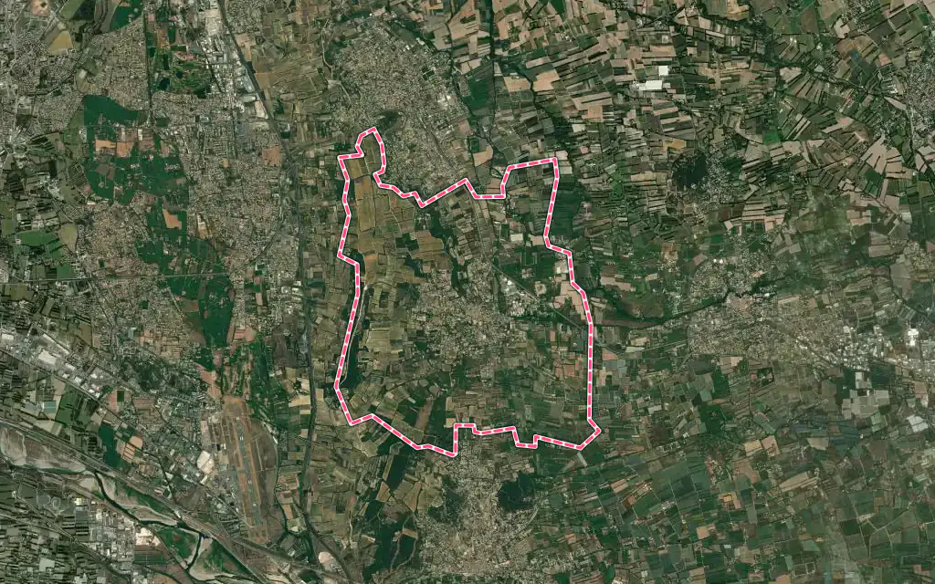 Vue satellite de Châteauneuf-de-Gadagne avec ses contours administratifs