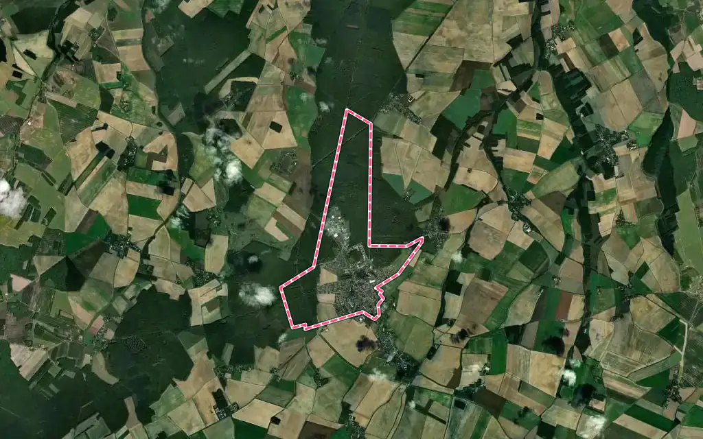Vue satellite de Châteauneuf-en-Thymerais avec ses contours administratifs