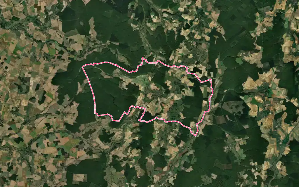 Vue satellite de Châteauneuf-Val-de-Bargis avec ses contours administratifs