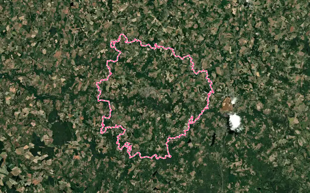 Vue satellite de Châteauponsac avec ses contours administratifs