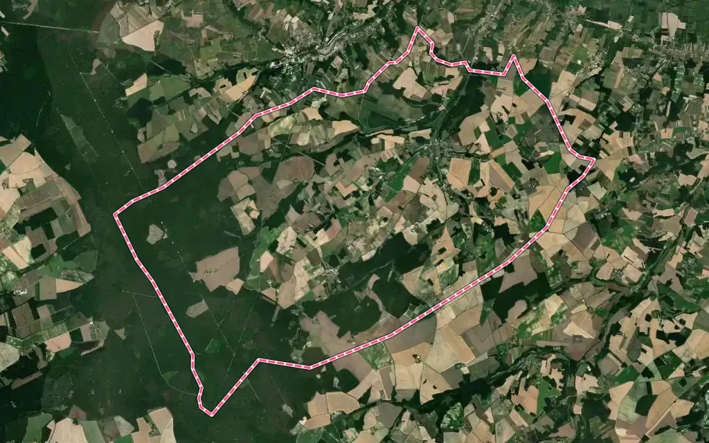 Vue satellite de Châteauvieux avec ses contours administratifs
