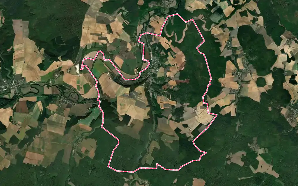 Vue satellite de Châtel-Censoir avec ses contours administratifs
