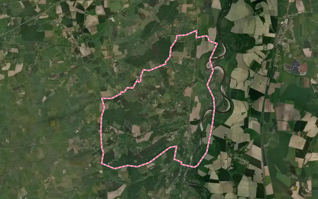 Vue satellite de Châtel-de-Neuvre avec ses contours administratifs