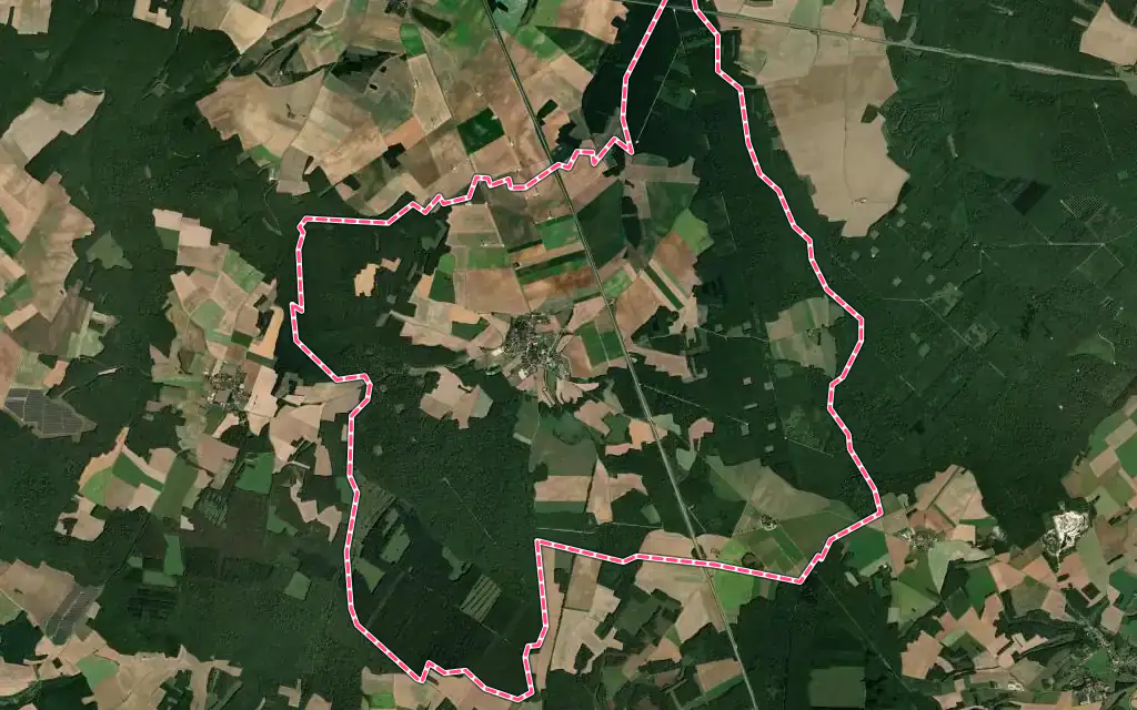 Vue satellite de Châtel-Gérard avec ses contours administratifs