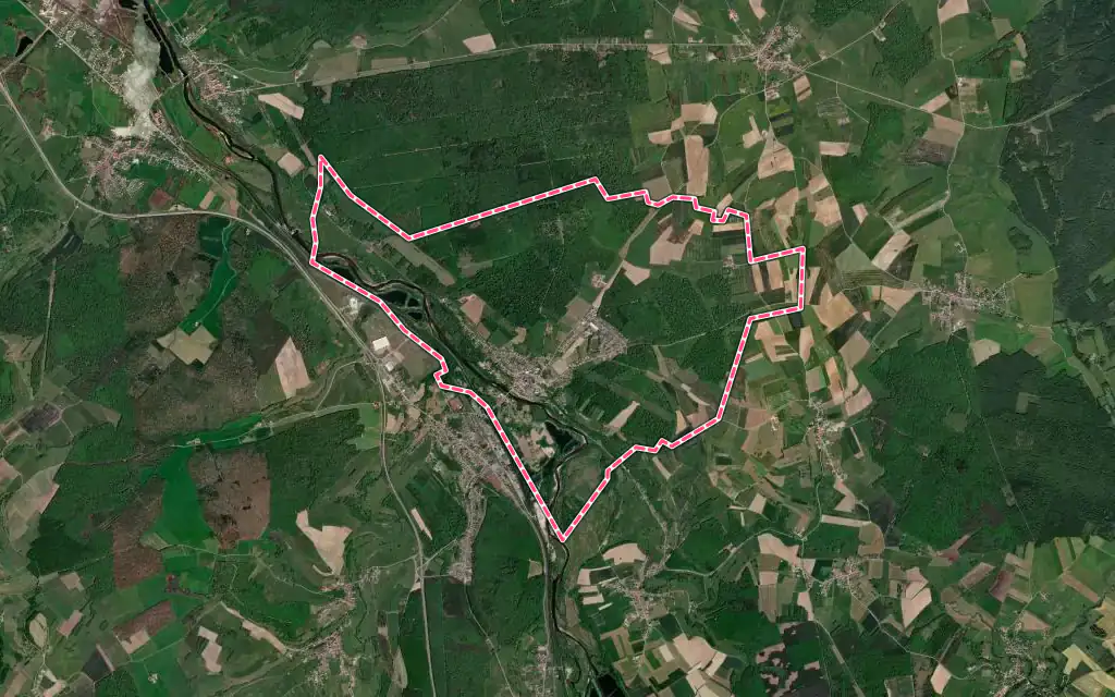 Vue satellite de Châtel-sur-Moselle avec ses contours administratifs