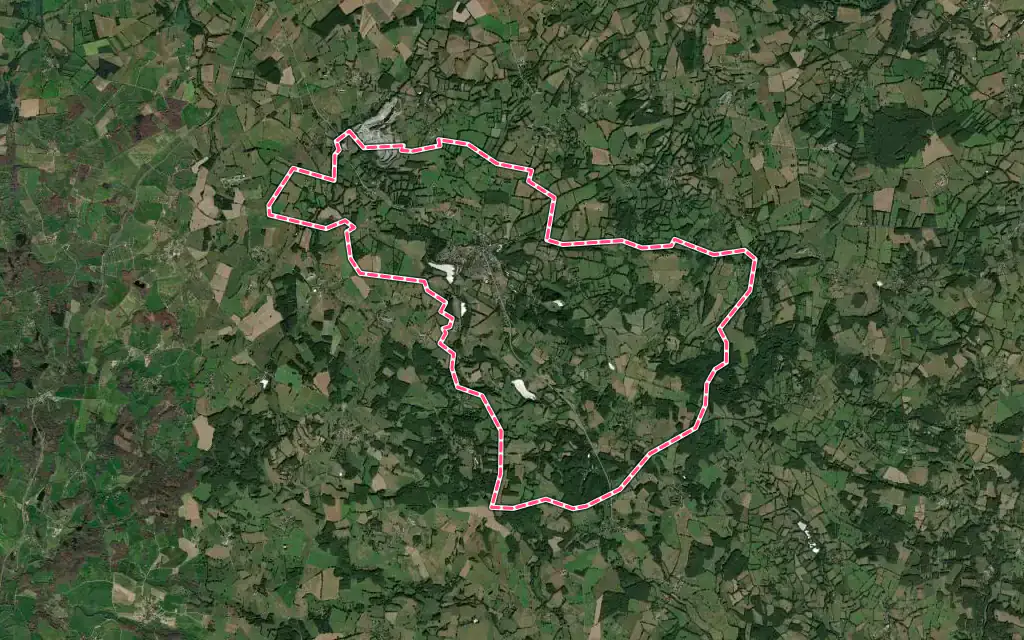 Vue satellite de Châtelus-Malvaleix avec ses contours administratifs