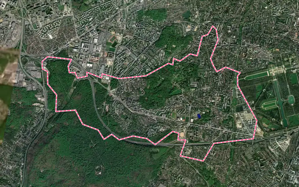 Vue satellite de Châtenay-Malabry avec ses contours administratifs